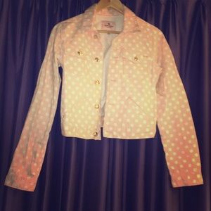 Juicy Couture pink polka dot jean jacket